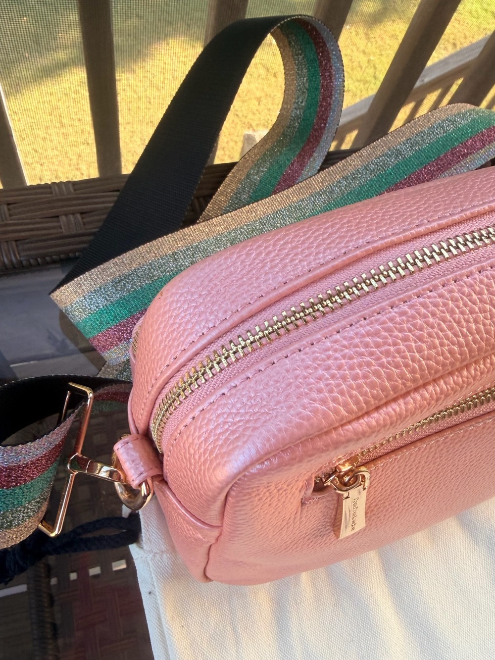 Pom Pom London Metallic Pink Original Plus Bag with 3 Straps - Picture 3 of 8